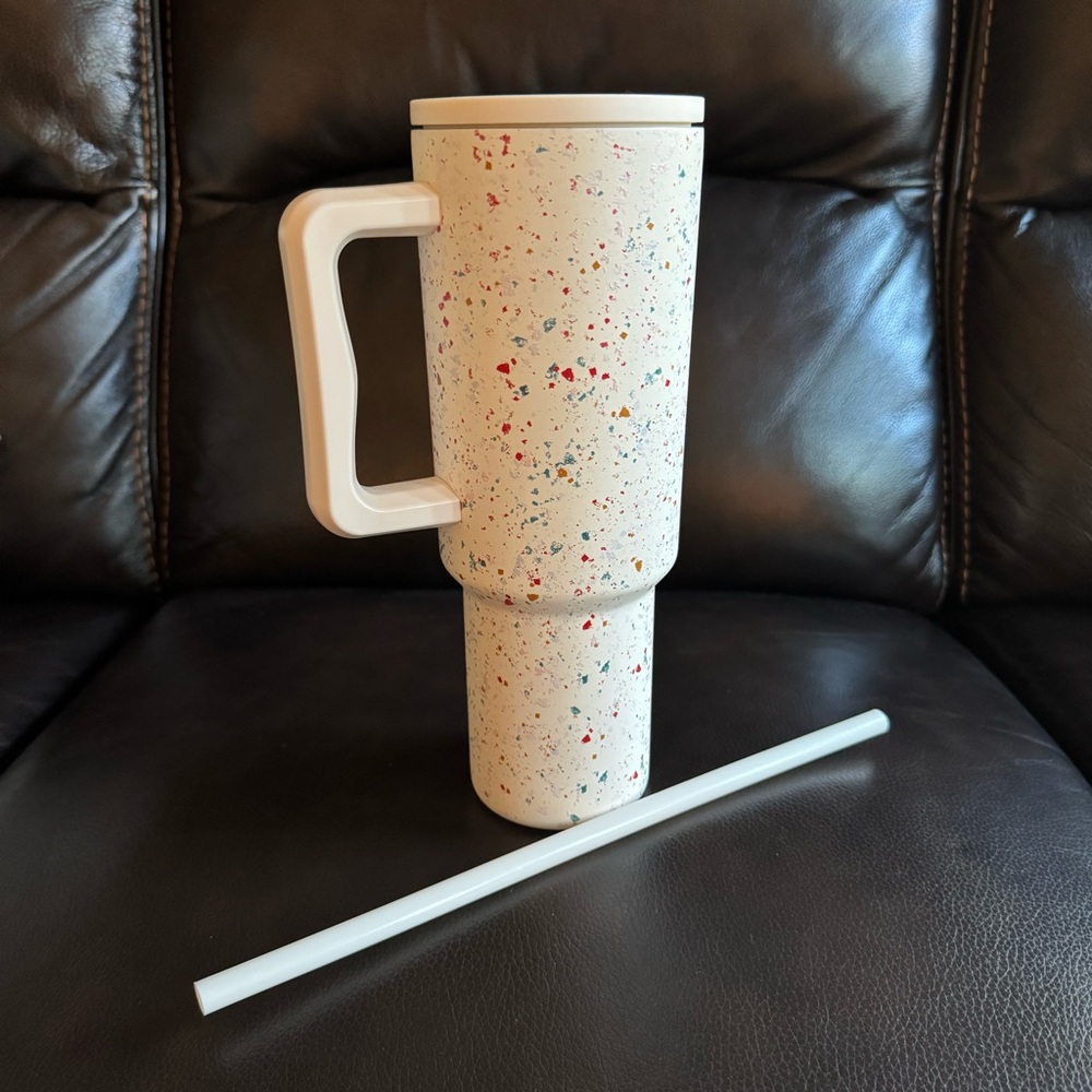 Colorful White Terrazzo Travel Bottle with Handle